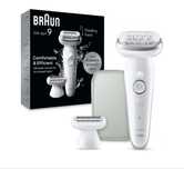 Depilator Braun Silk-épil 9 NOWY Biało-srebrny Wodoodporny + nasadki