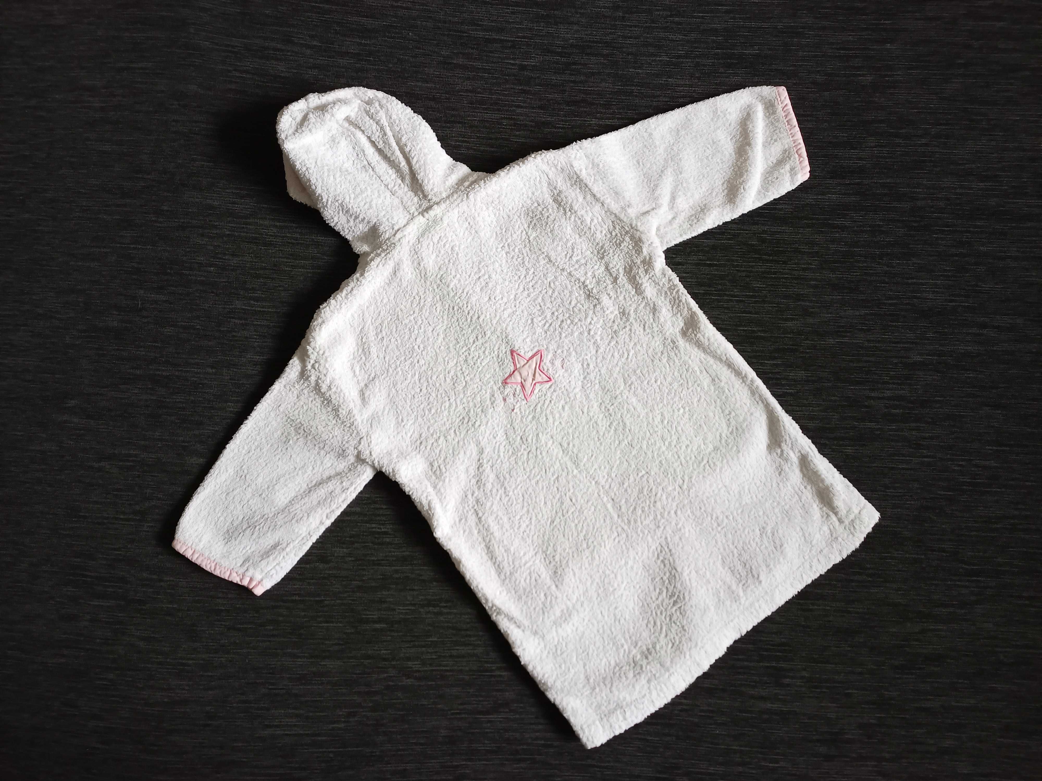 Szlafrok bawełniany frotte Baby Club z kapturem gwiazdka różowa 80 cm