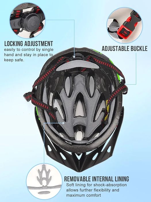 Opis! Kask rowerowy dla dzieci 48-52 cm czarno-zielony