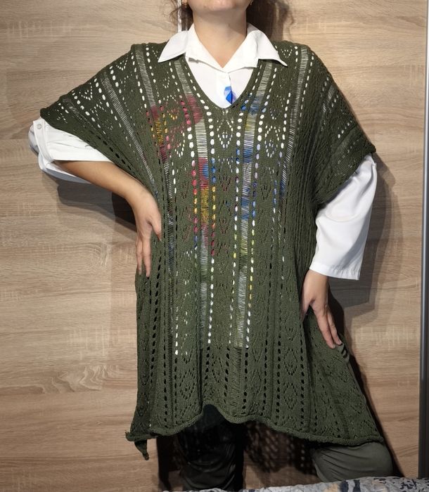 Sweter ażurowy khaki made in italy roz M-Xxl