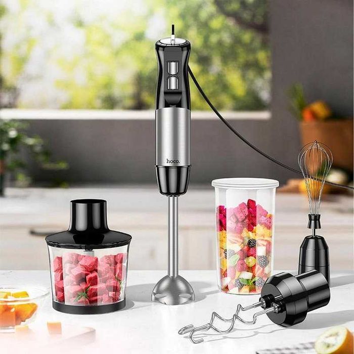 Ручной блендер 1000 Вт миксер измельчитель чаша 600 мл HOCO HE31 6 в 1