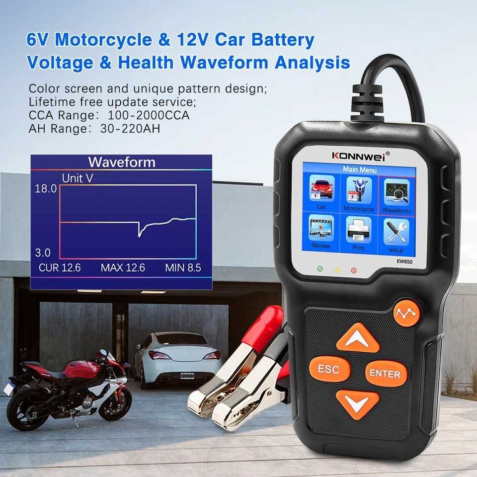 Tester Do Akumulatorów 6V 12V Konnwei KW650