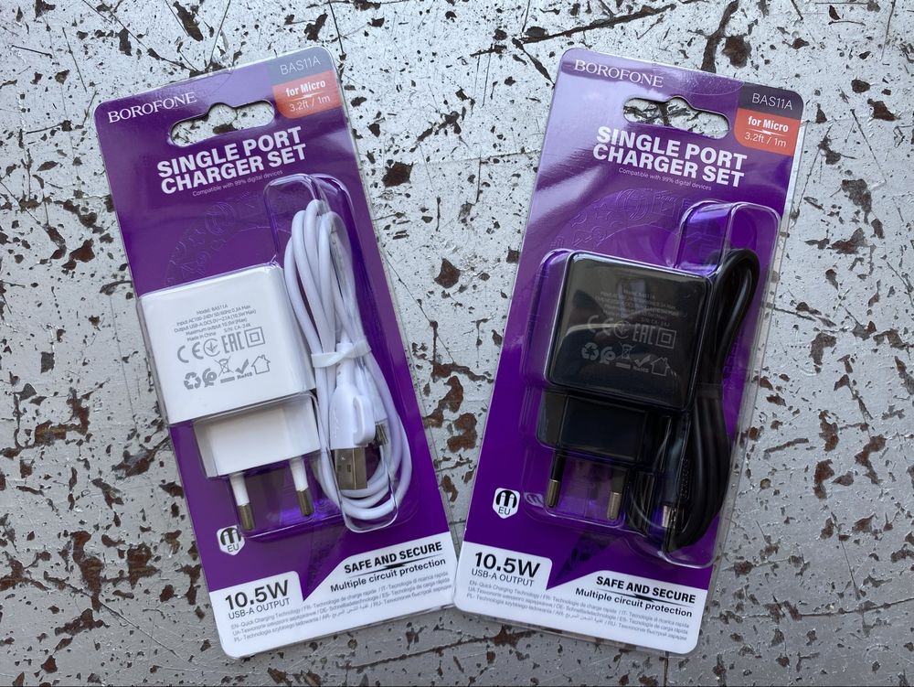 Зарядне мережеве BOROFONE BAS11A (1хUSB 10.5W) + кабель Micro USB
