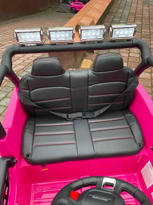 Dwuosobowe Auto na akumulator DUŻY JEEP DLA DZIECI 4×4 EVA RÓŻOWY MP4