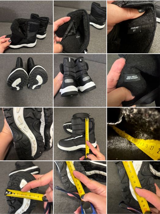 Sinsay р.27 уст.17,5см нога17см Дитячі зимові чоботи на хлопчика чорні