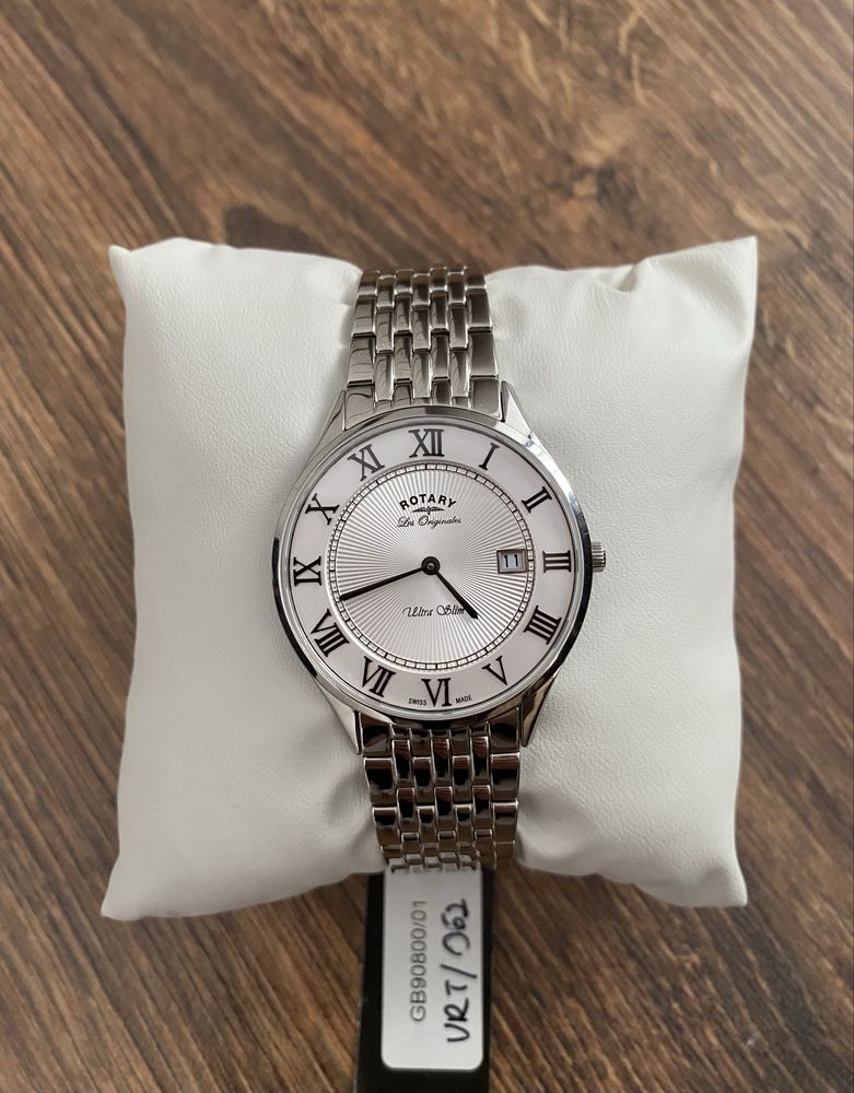 Nowy srebrny zegarek Rotary Ultra Slim szwajacrski mechanzim szafirowe
