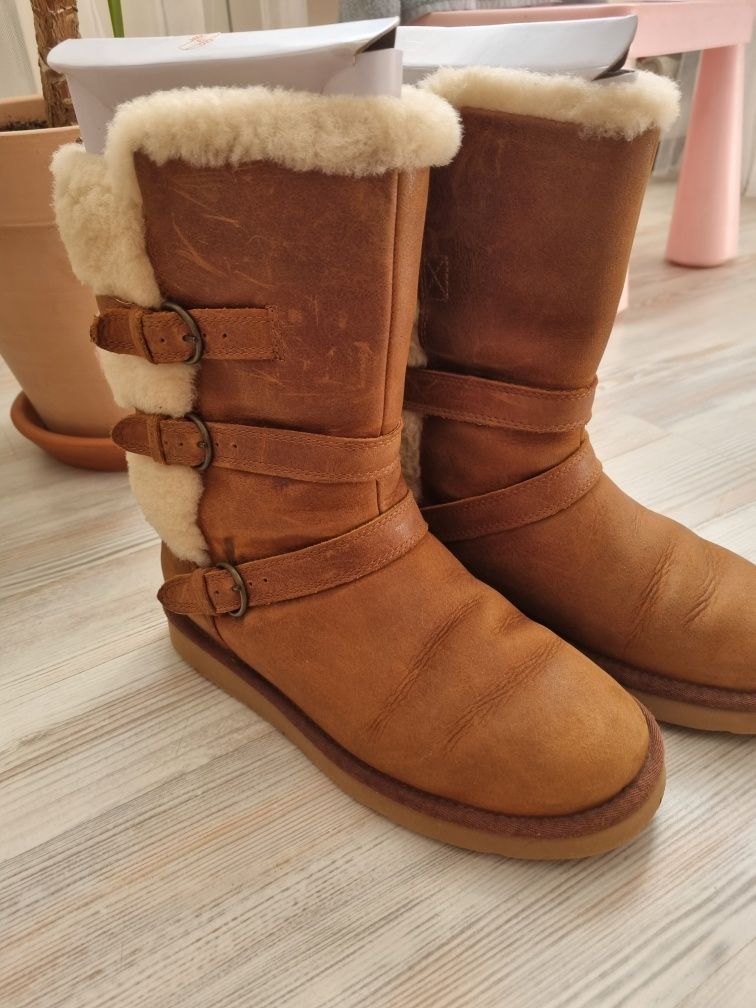 Оригинальные Ugg угги 38 зимние сапоги овчина  кожаные