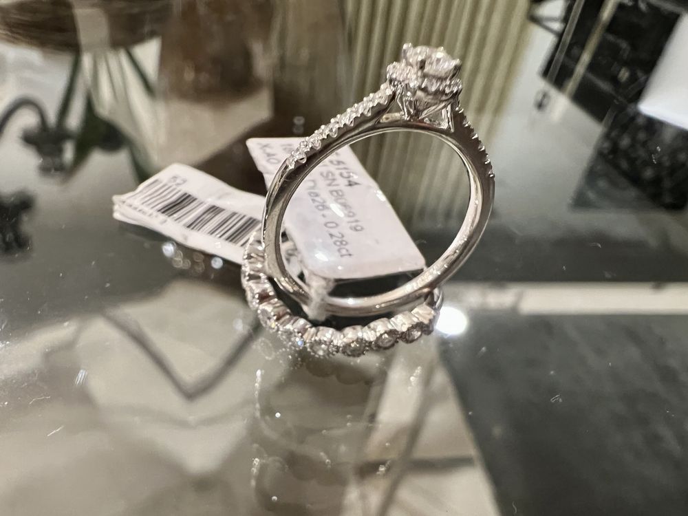 Conjunto nupcial anel diamantes aliança + solitário ouro branco 18k