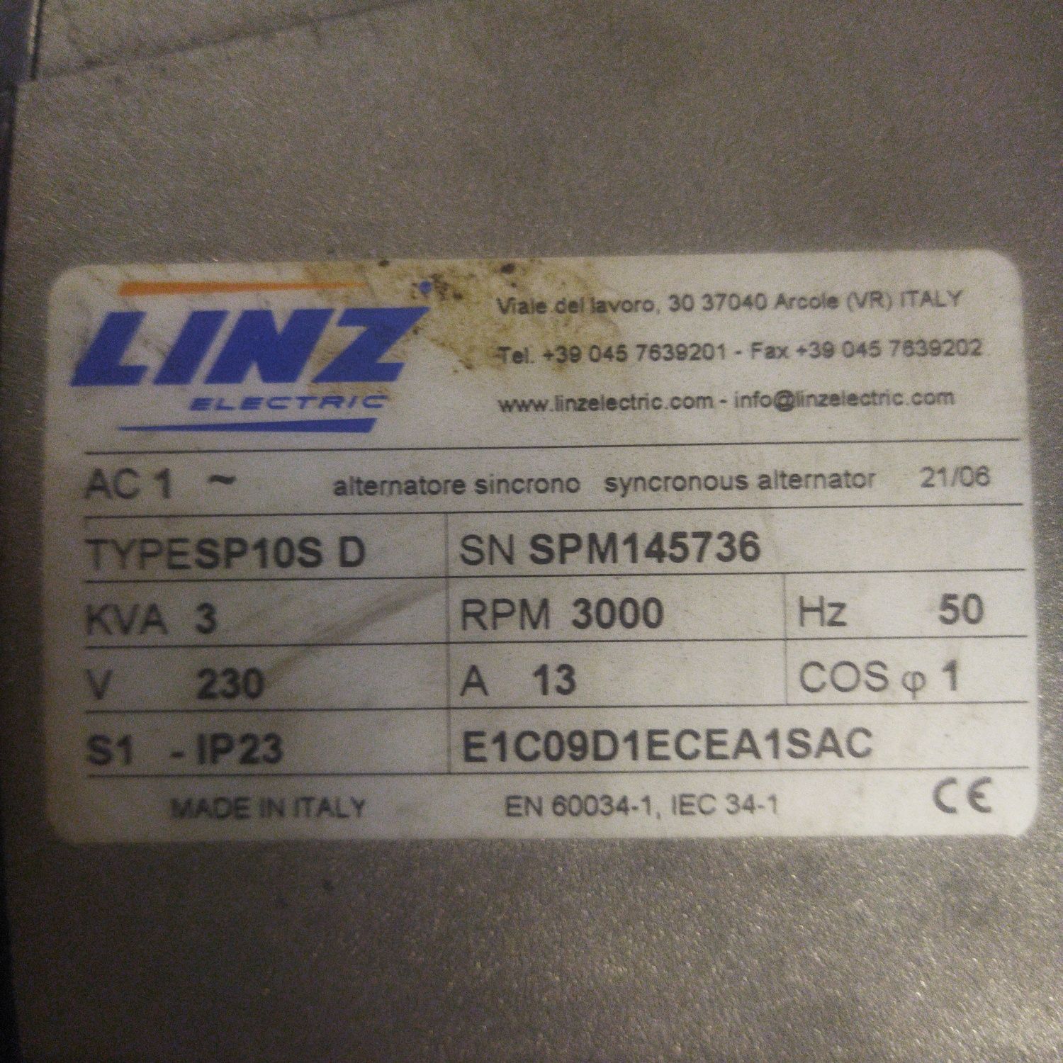 Генератор,Альтернатор LINZ SP10S D 3квт