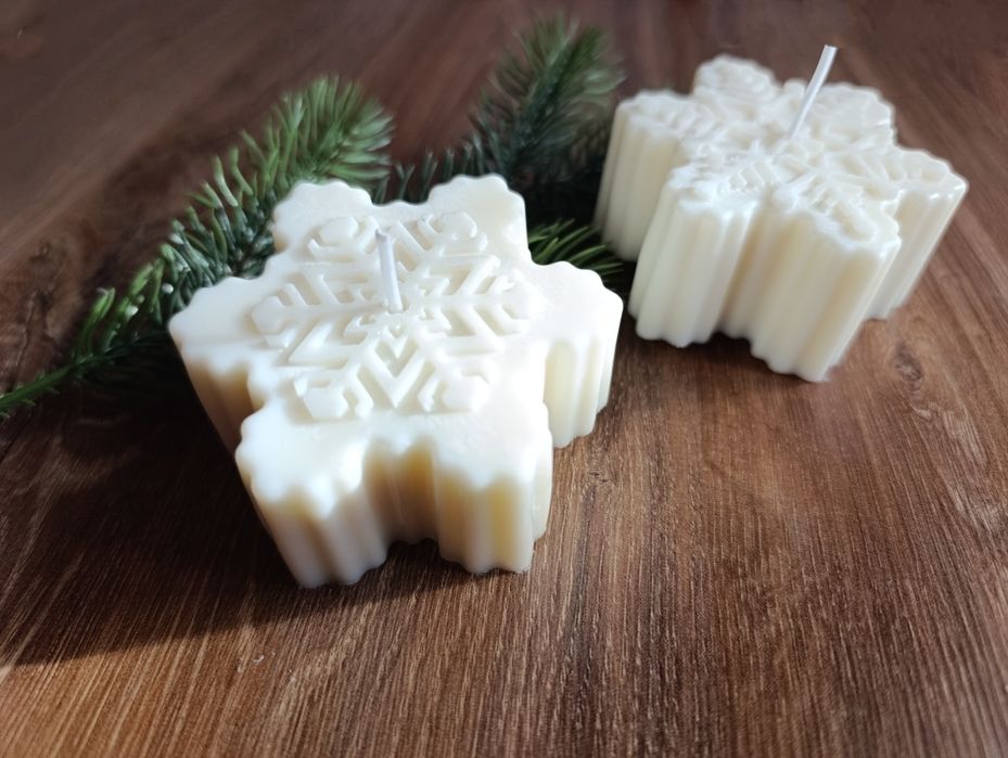 Świeczki sojowe śnieżynki gwiazdki święta Bożego Narodzenia