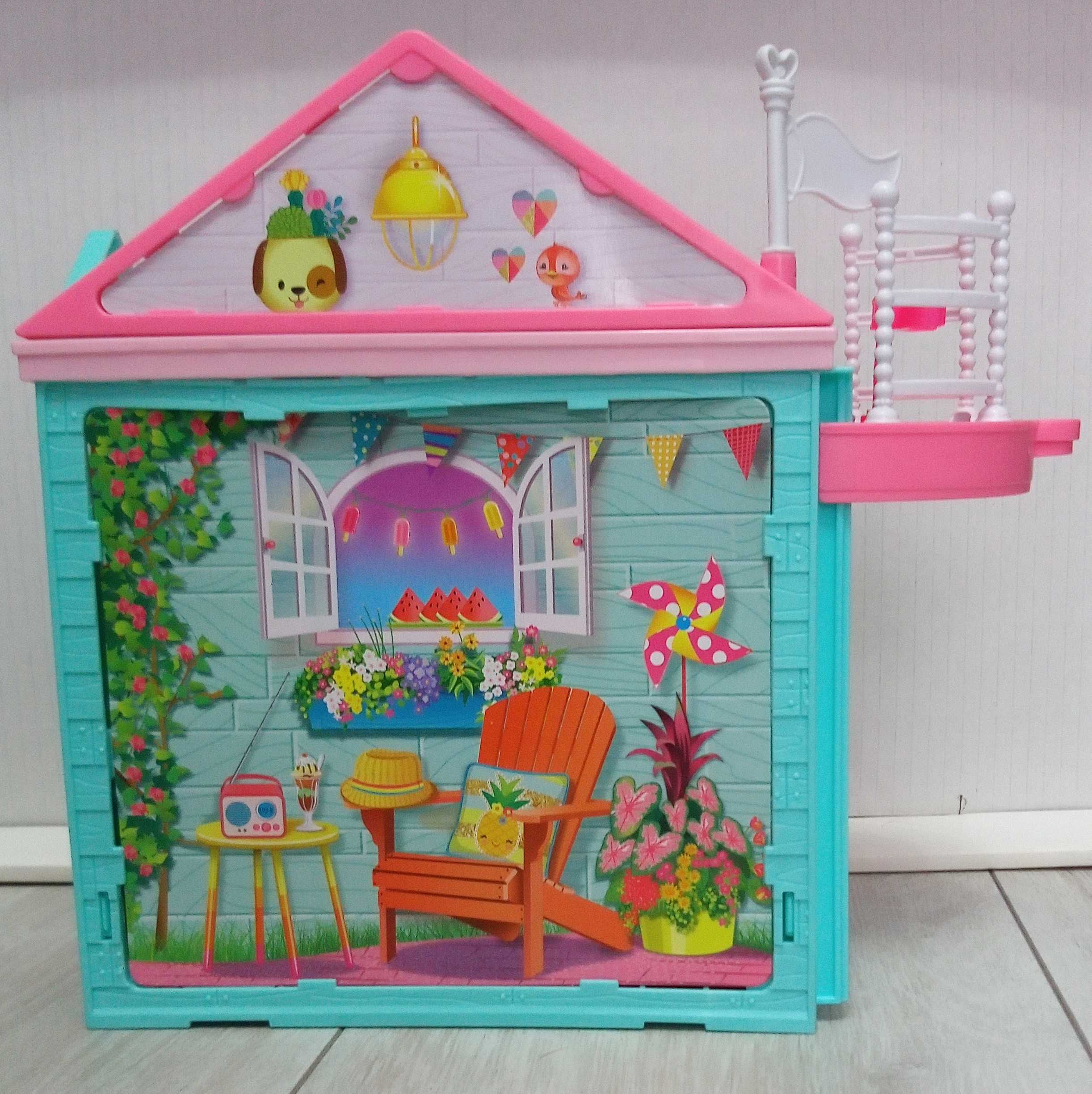 Mini domek dla małych lalek Barbie + 2 laleczki