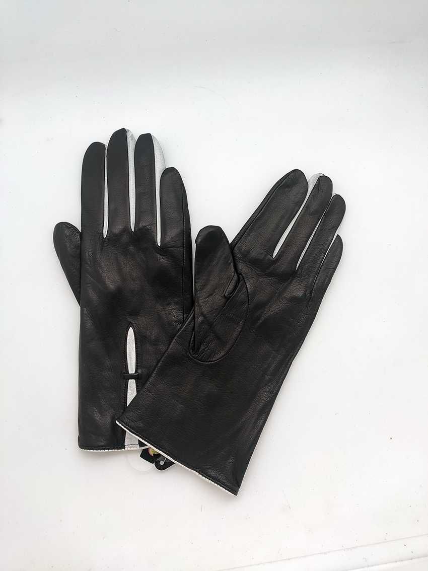 Nowe rękawiczki skórzane damskie czarne VIP Collection rozmiar 7