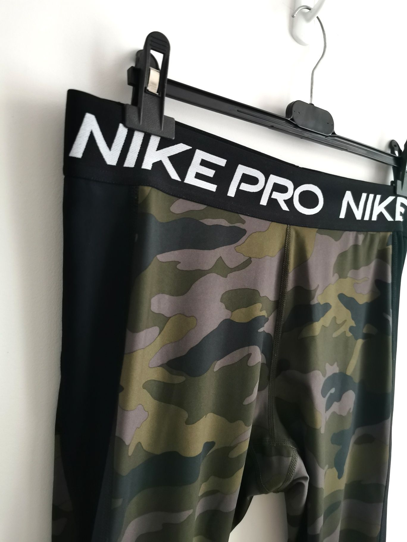 Nike Pro legginsy sportowe damskie logowane moro XL