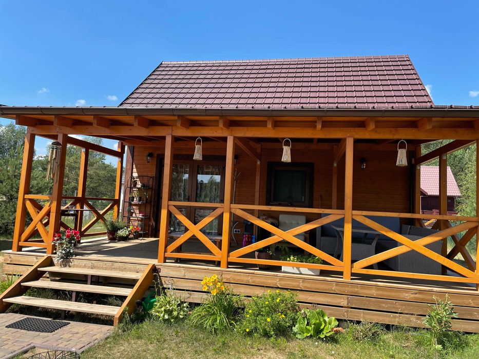 Domek z sauną i balią w Borach tucholskich blisko jeziora