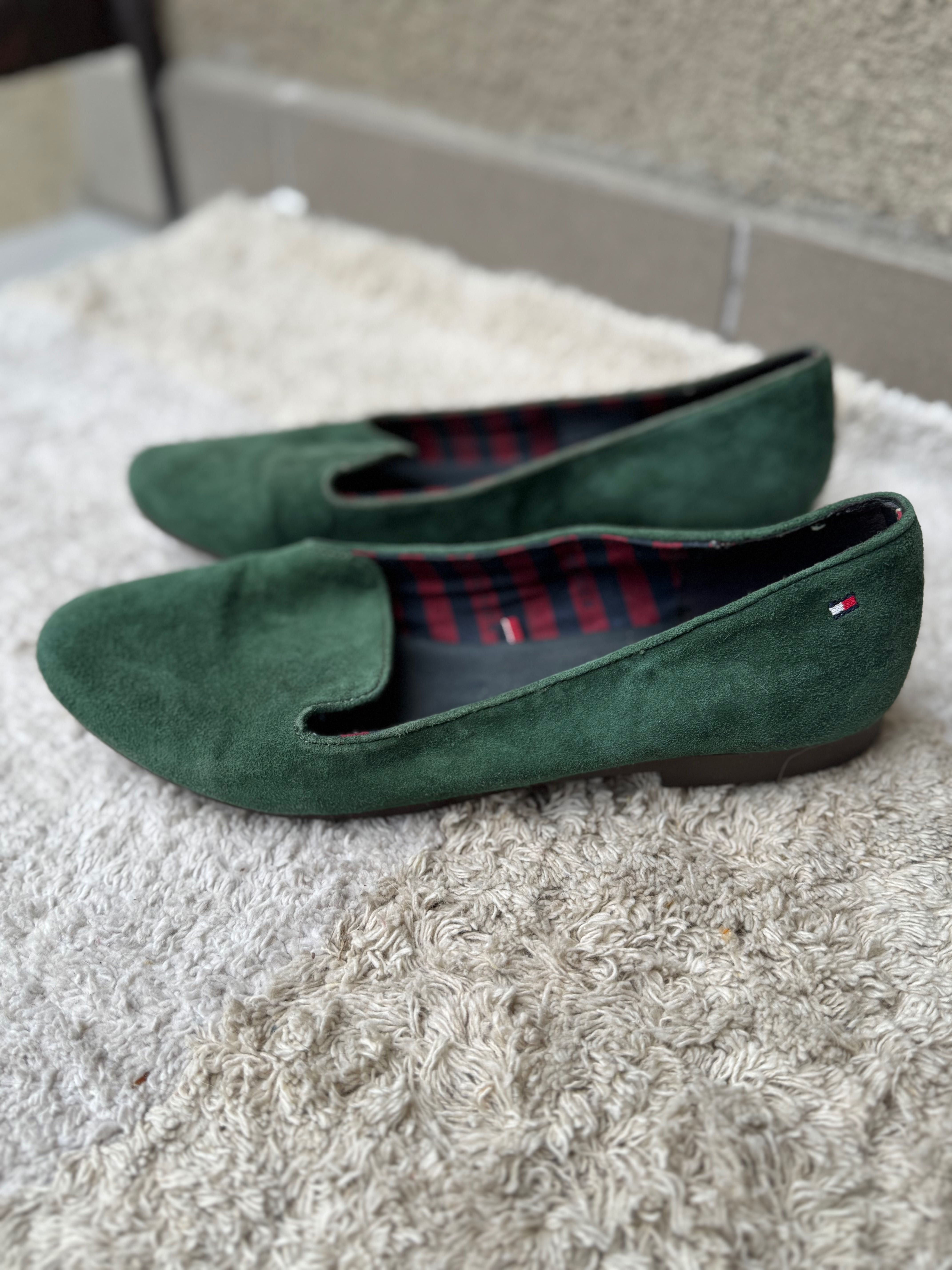 Lordsy zielone baleriny Tommy Hilfiger