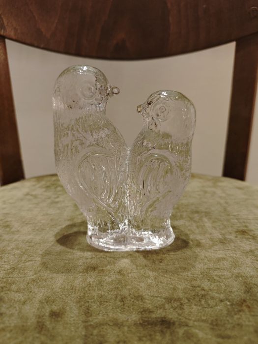 Figurka szklana ptaszki w kształcie serca ciężka Piękne