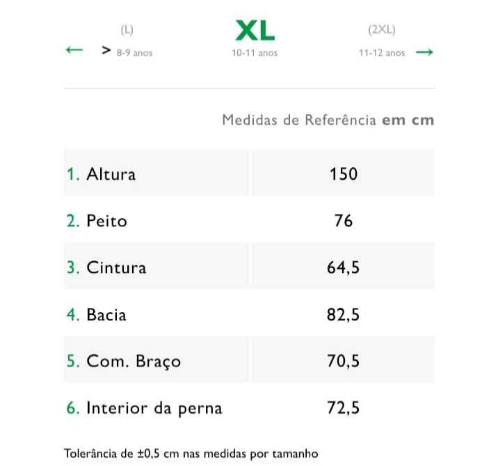 Casaco, calça e top Benetton (xl criança)
