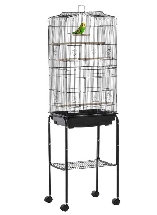 Pawhut Duża metalowa klatka dla ptaków ze stojakiem