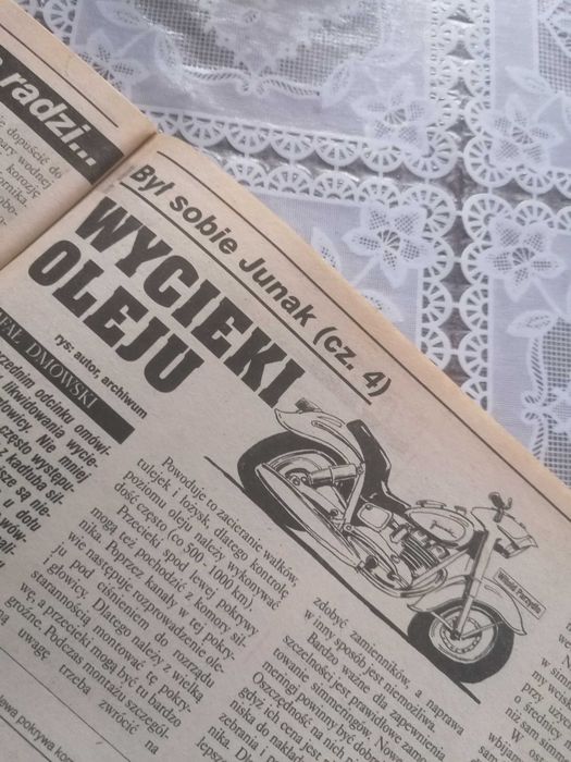Gazeta Świat MOTOCYKLI JUNAK wyciaki oleju Jawa 350