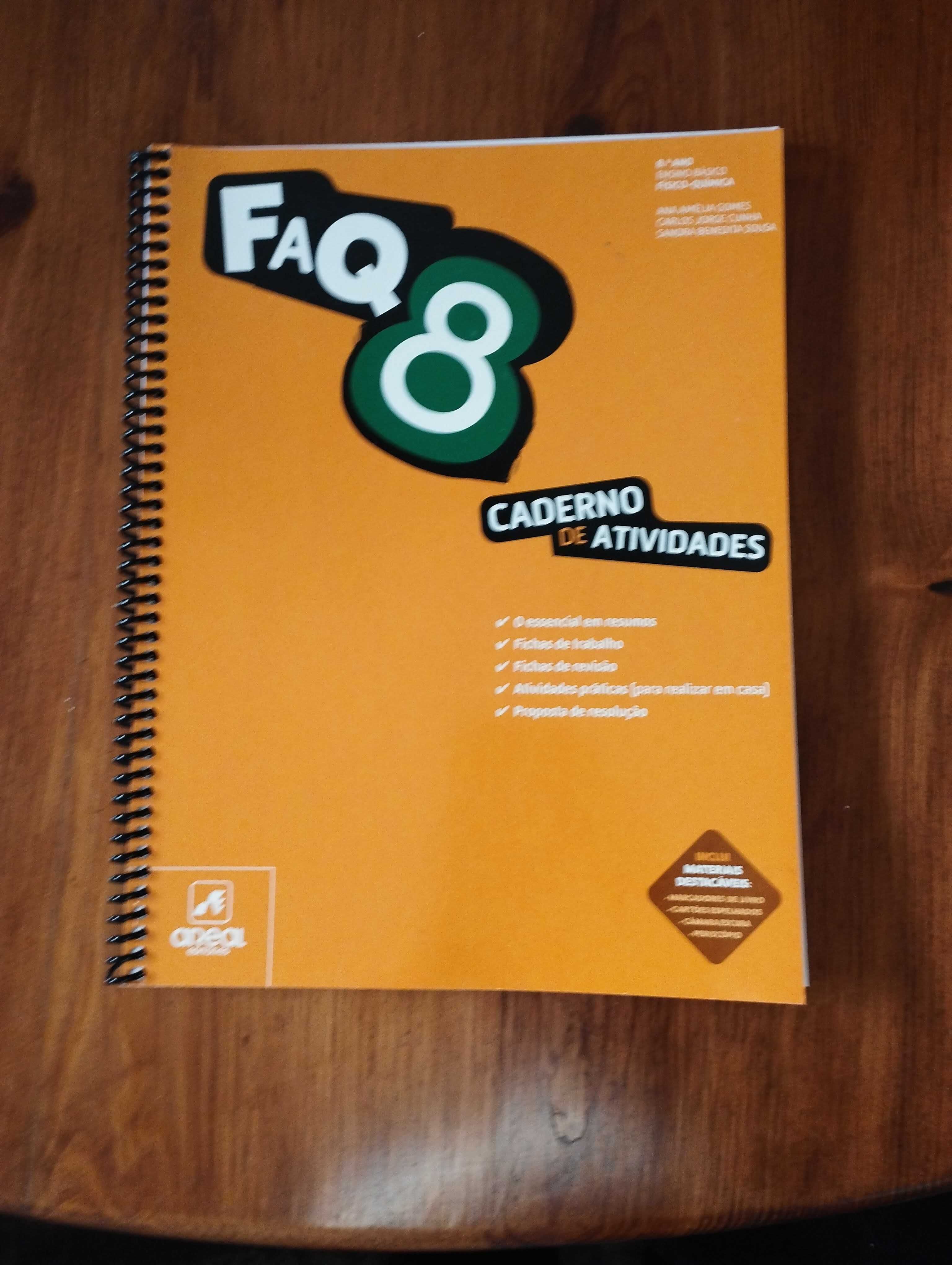 Caderno de Actividades, Livro Escolar "FAQ 8" Físico-Química 8º Ano.