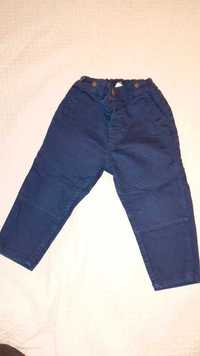 Spodnie H&M rurki jeansy szelki r. 86 eleganckie granatowe #K