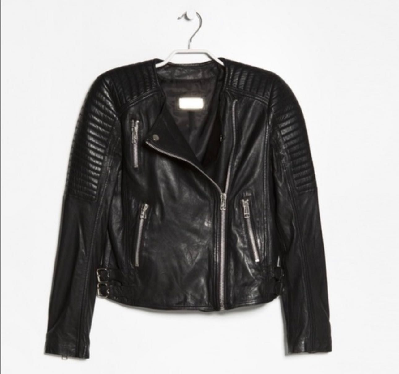 Байкерська шкіряна куртка косуха mango genuine leather  biker унісекс