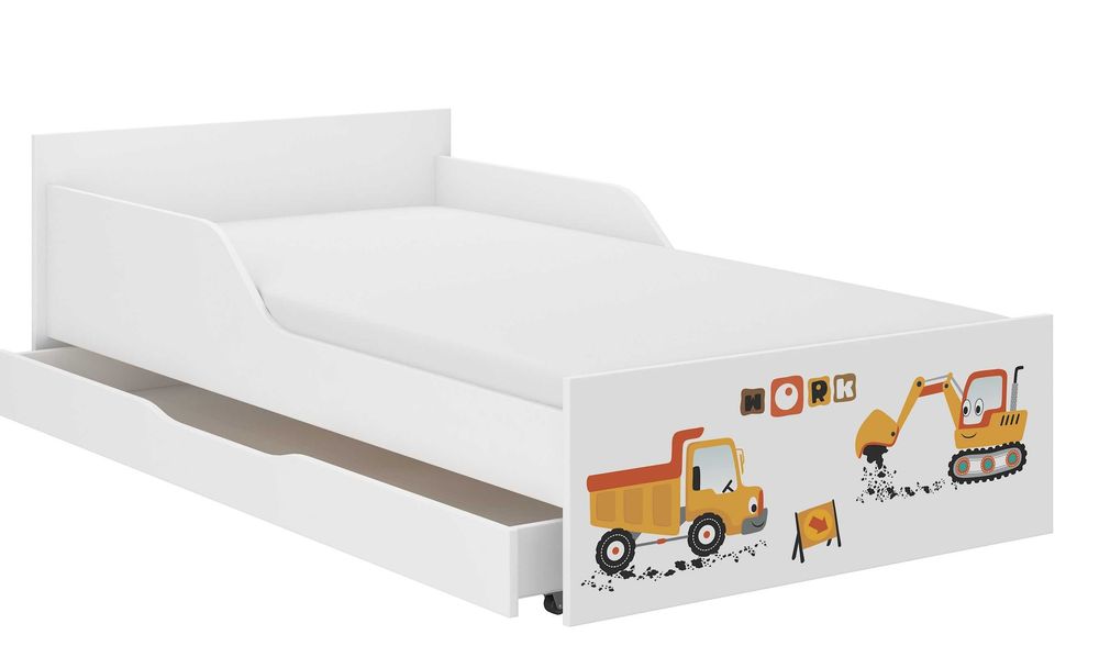 Łóżko dziecięce młodzieżowe PUFI 180x90 PROFILOWANY BOK materac+szufl