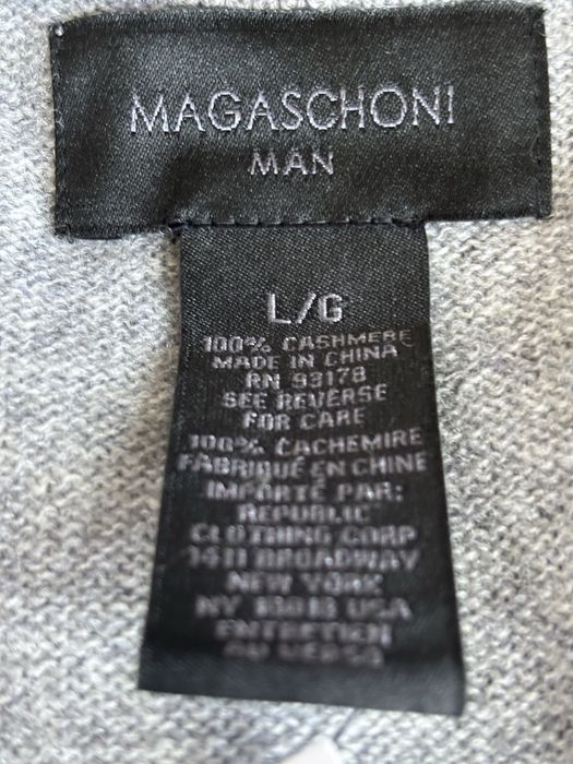 Sweter kaszmirowy męski szary Magaschoni z półgolfem rozmiar L