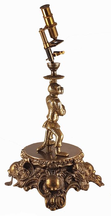 Brass reproduction of a “monkey microscope”