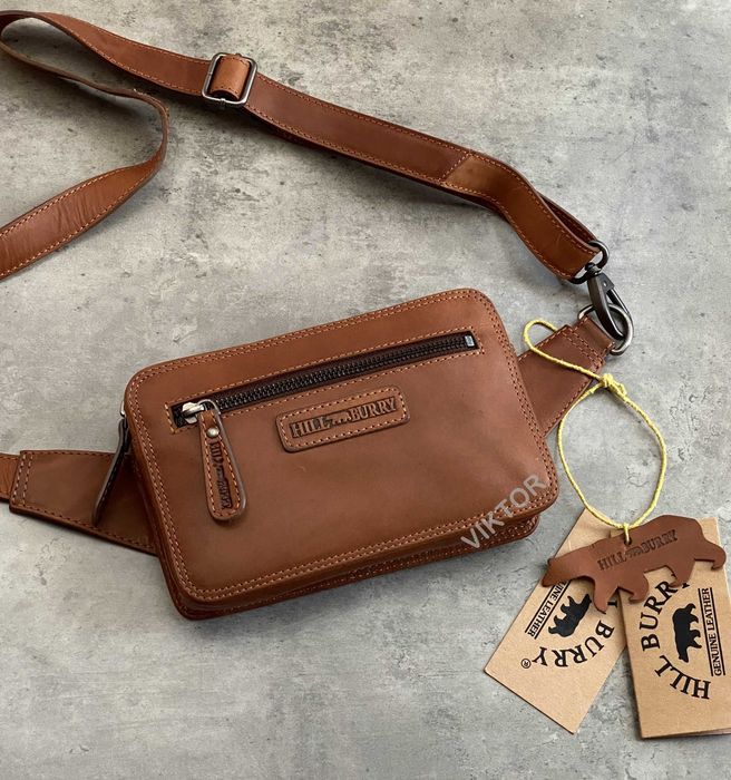 Кожаная сумка-бананка Hill Burry 15095. Германия. Шкіряна сумка