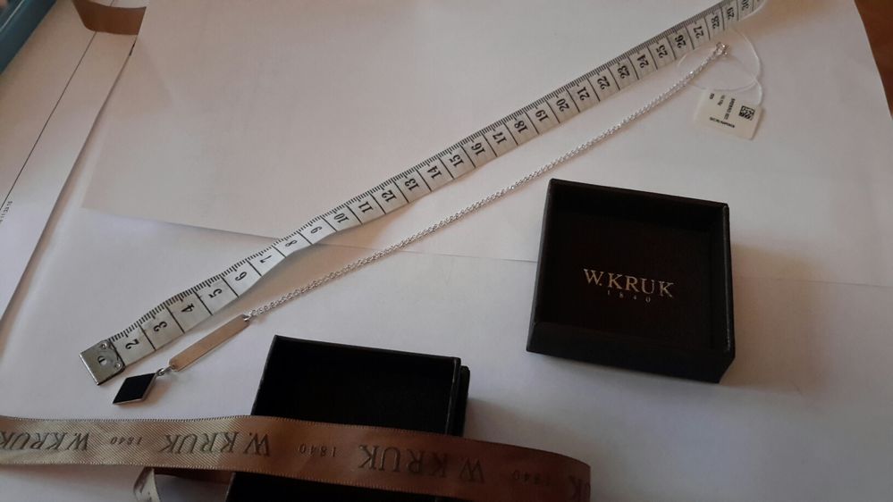 Nowy srebrny naszyjnik z długim wisiorkiem z onyksem hit okazja tanio
