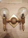 Lampa/kinkiet drewniana z kryształowymi kloszami