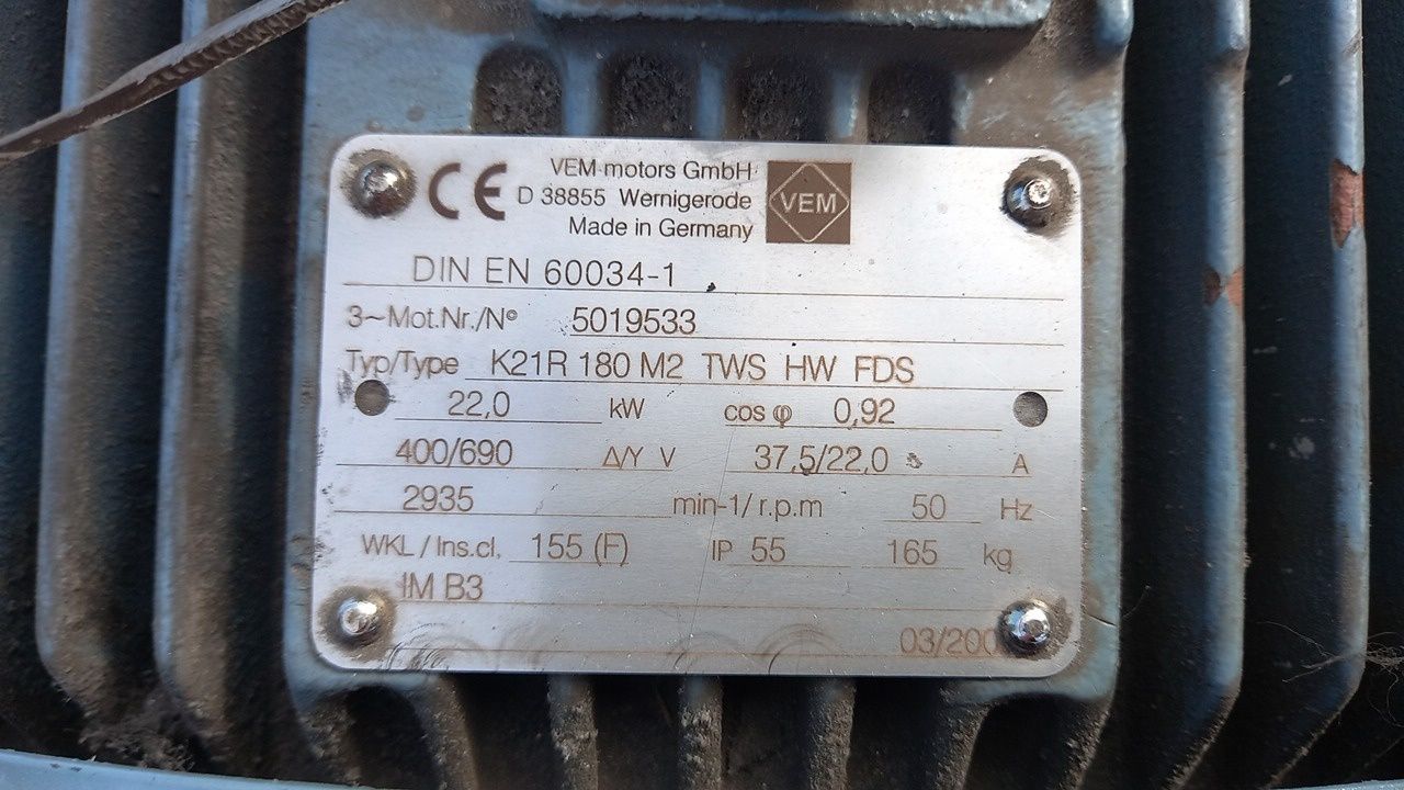 Dmuchawa do zboża wydajna 22kW