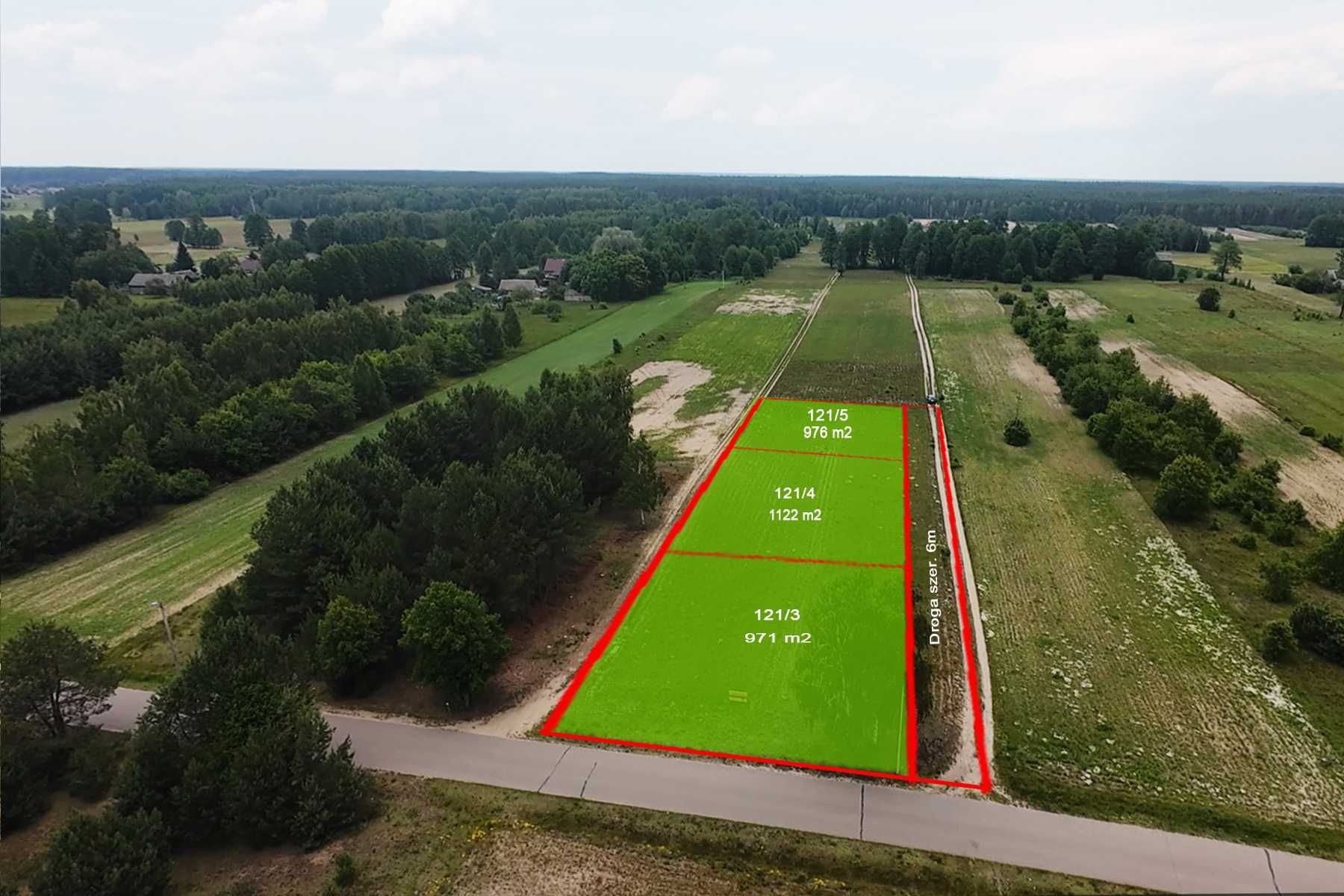 Działka budowlana ogrodzona prąd 971m2 pojedyncze WZ dojazd asfaltowy