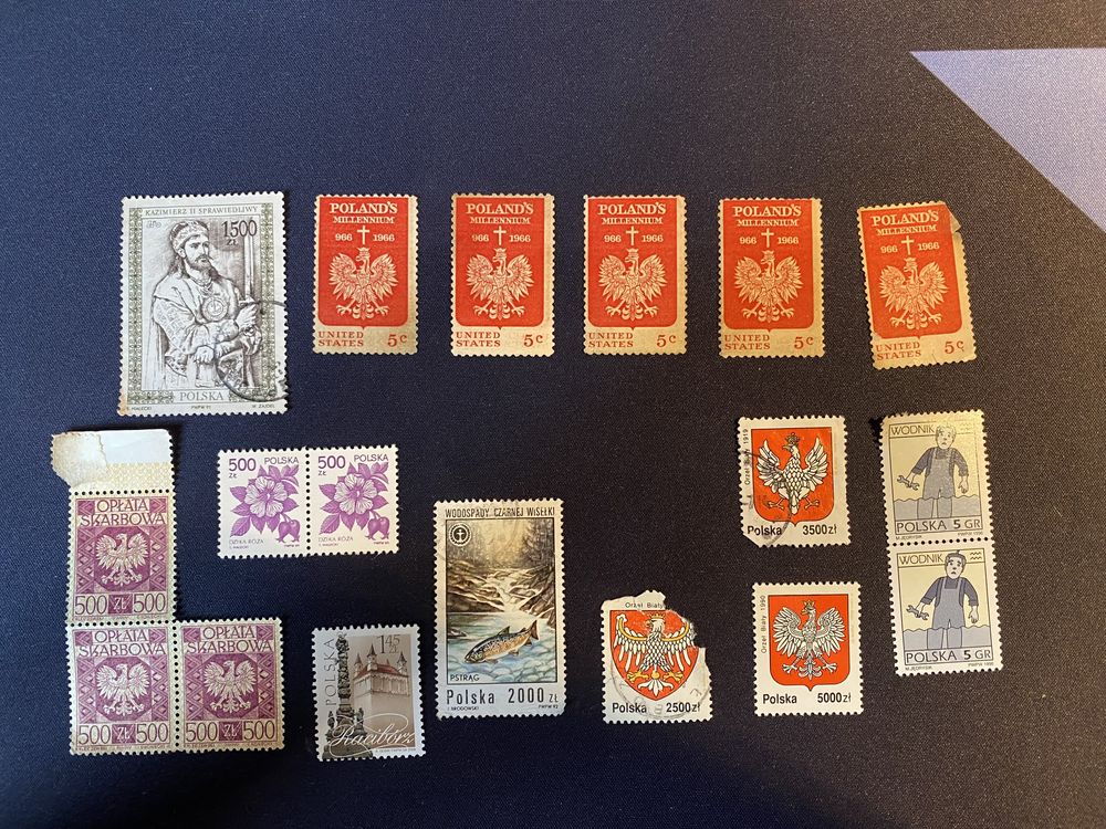 Zestaw znaczków Polskich i zagranicznych