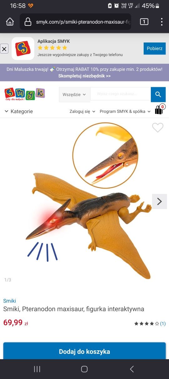 Pterodaktyl zabawka dinozaur