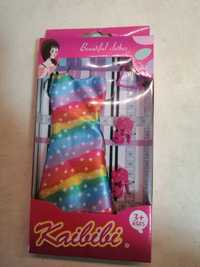 Ubranko dla lalki typu Barbie tęczowa sukienka