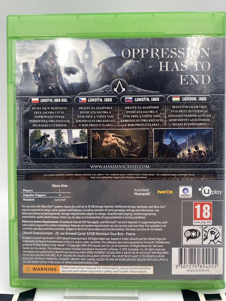 Assassins Creed Syndicate Special Edition Xbox One Gwarancja