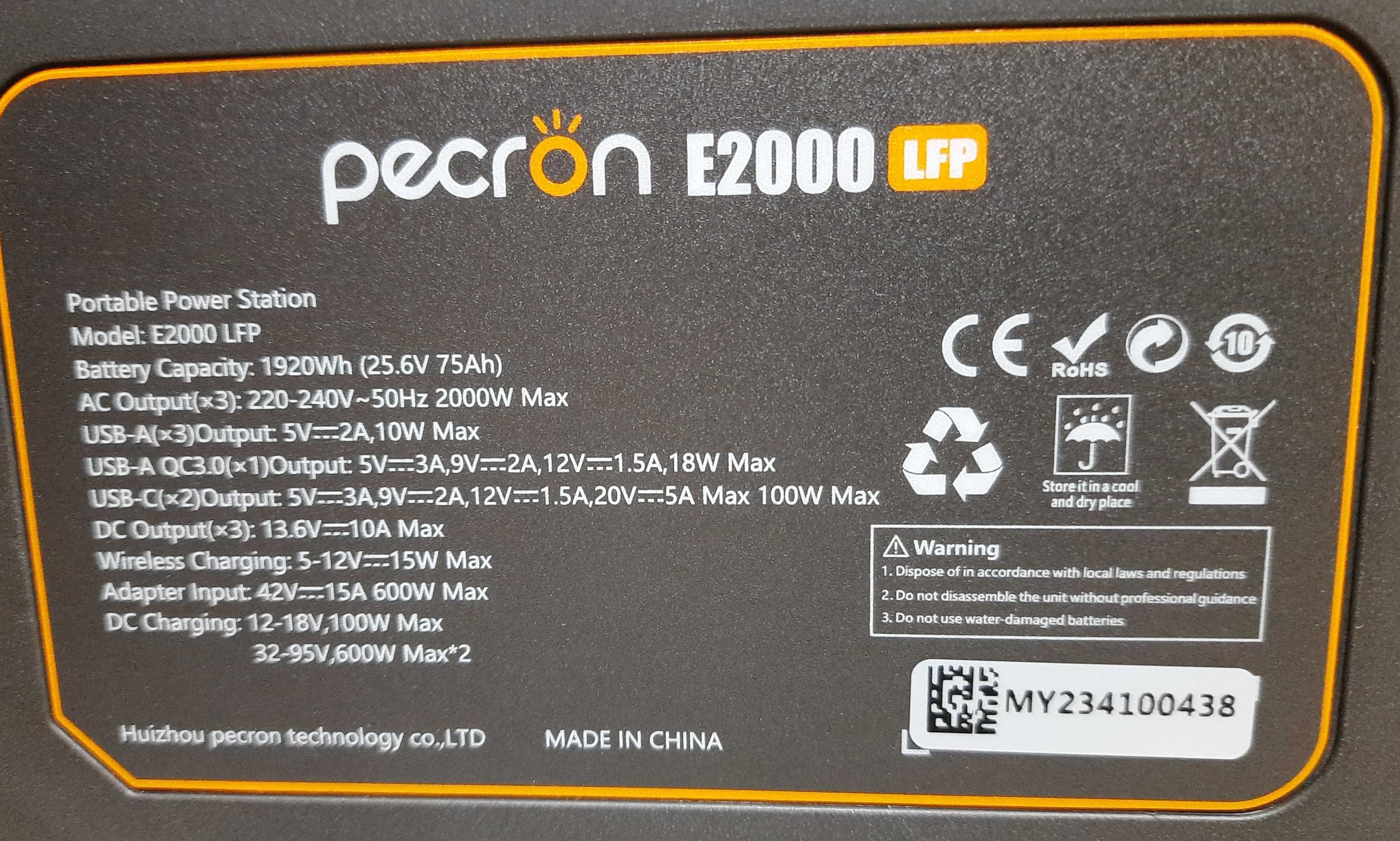 Зарядна станція Pecron E2000LFP / 2000 Вт / 2000 Вт⋅год / LiFePO4