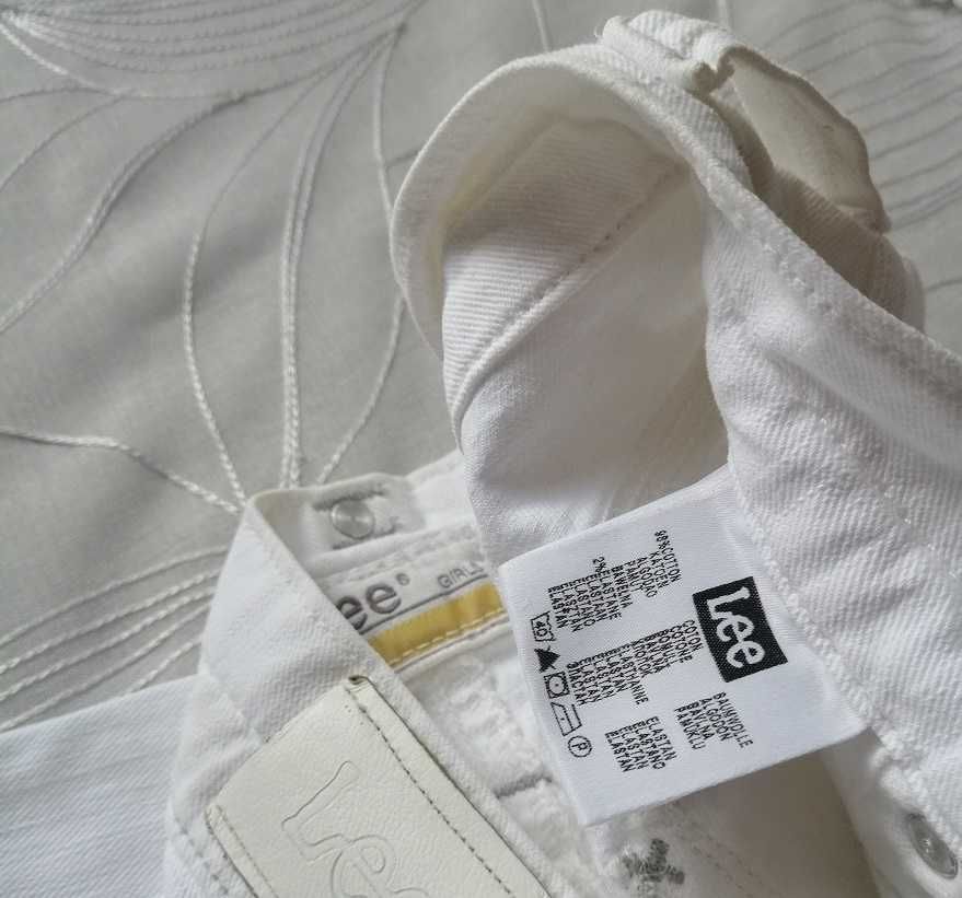 Lee Oryginał j.Nowe białe super spodnie wąskie jeansy Bawełna XS S