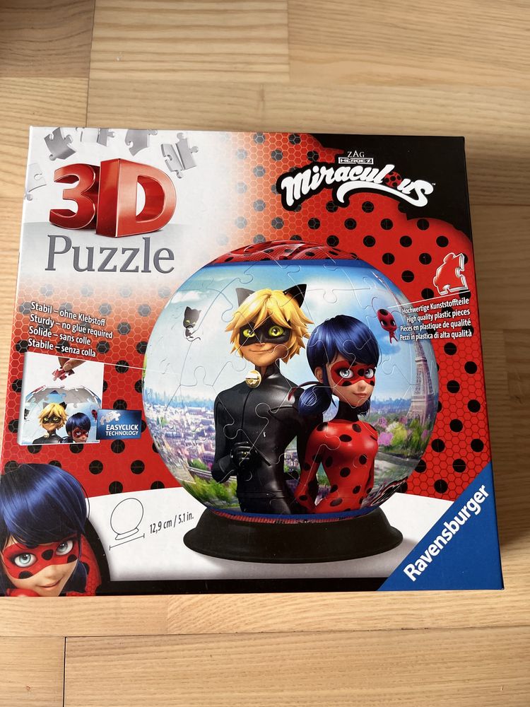 Puzzle 3D Biedronka i czarny kot