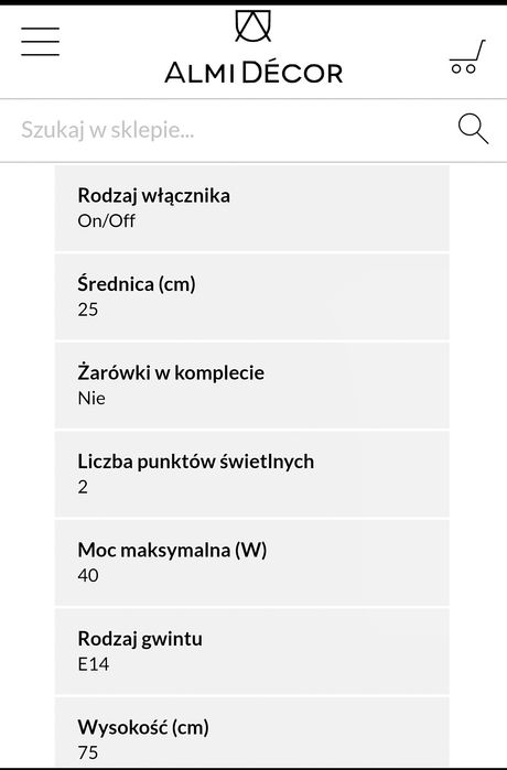 Duży kinkiet  Almi Decor   chrom + tkanina