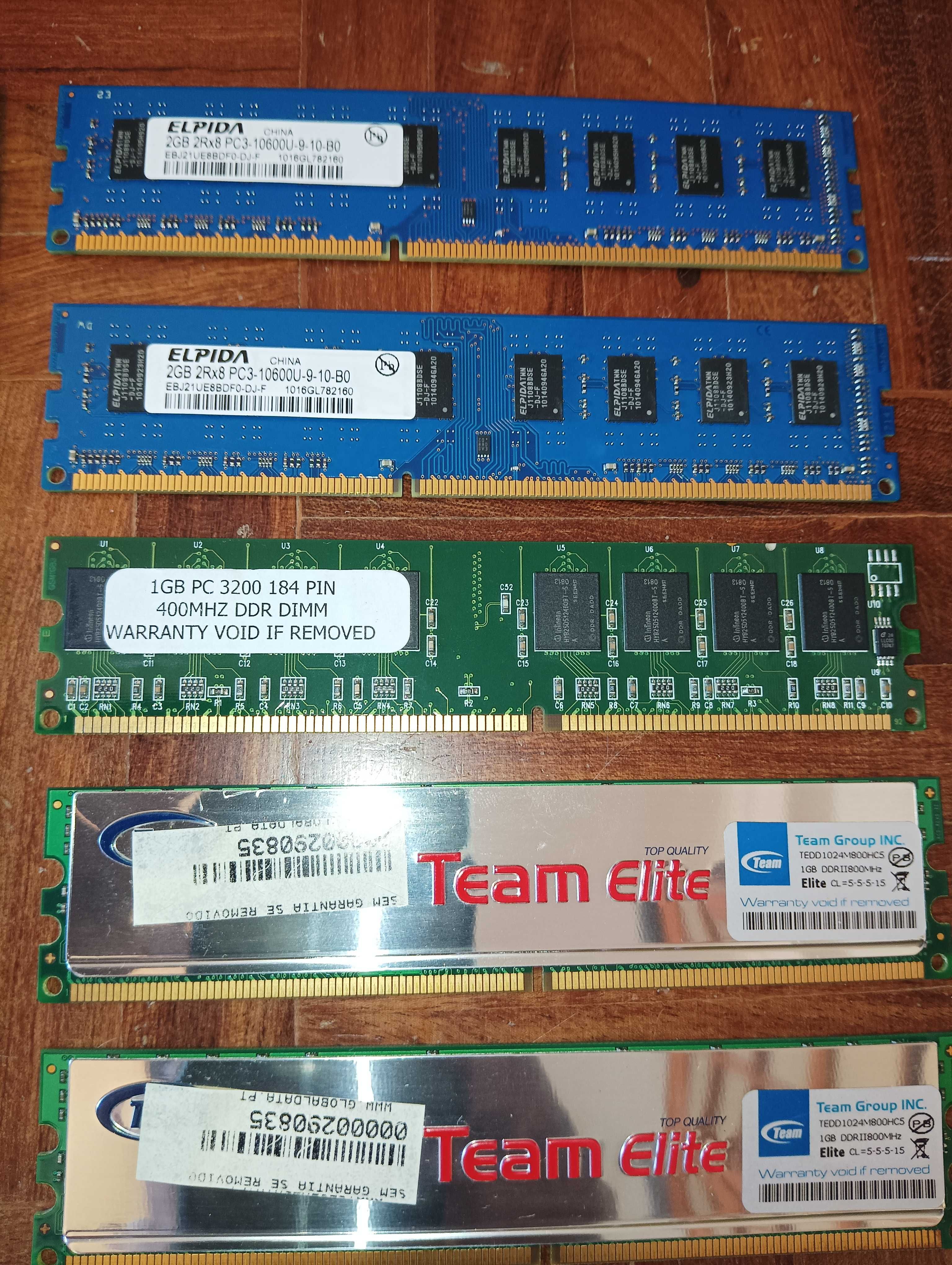 Conjunto de Memórias RAM de PC / Computador: SIMM, DIMM, SD-RAM, DDR