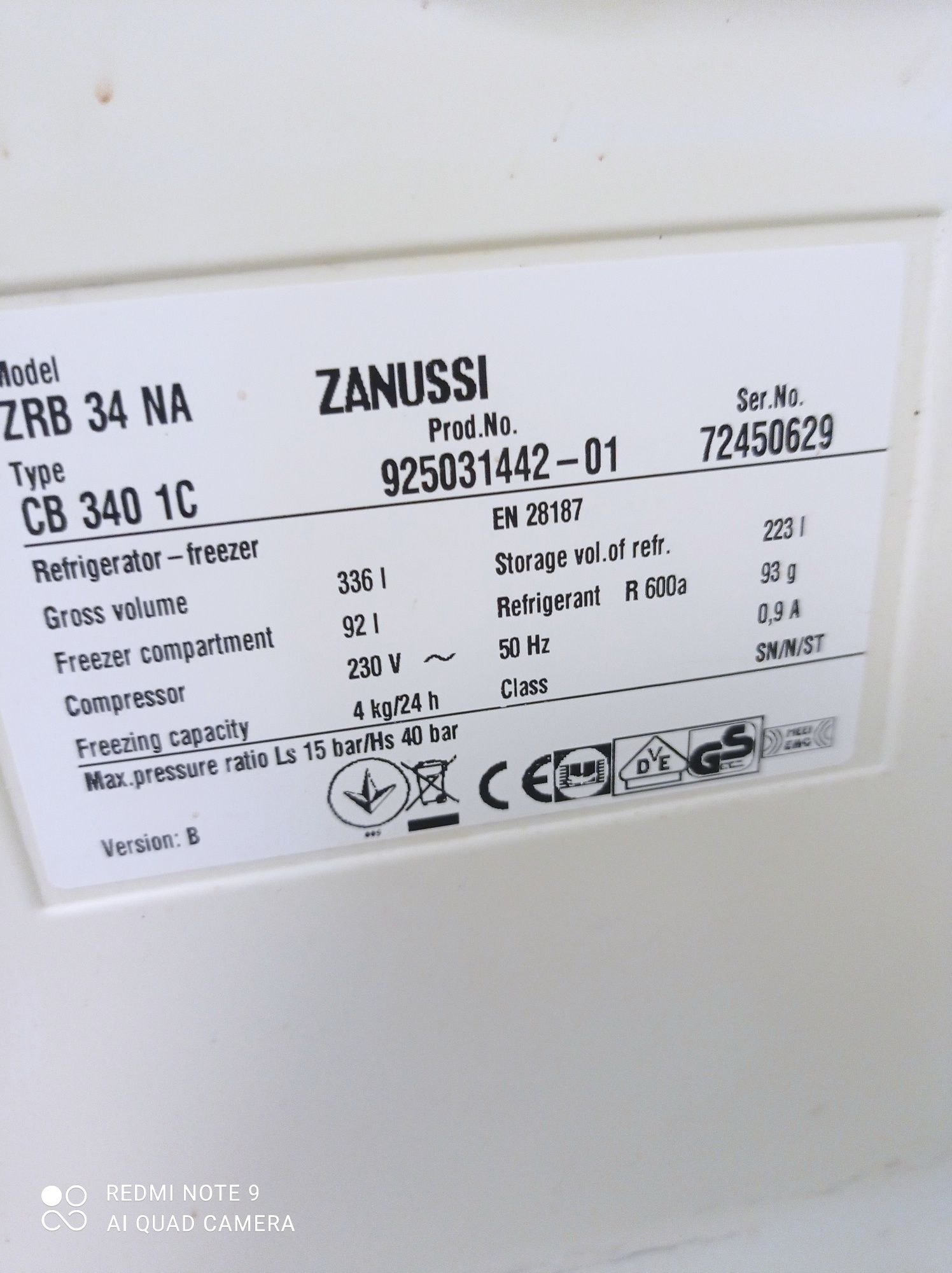 Холодильник, ZANUSSI