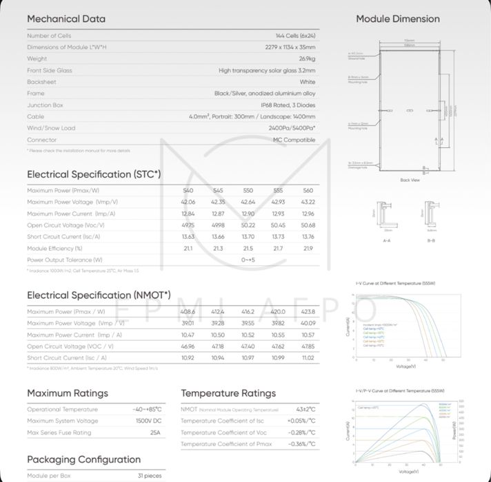 Солнечные панели Sun EVO5 560W