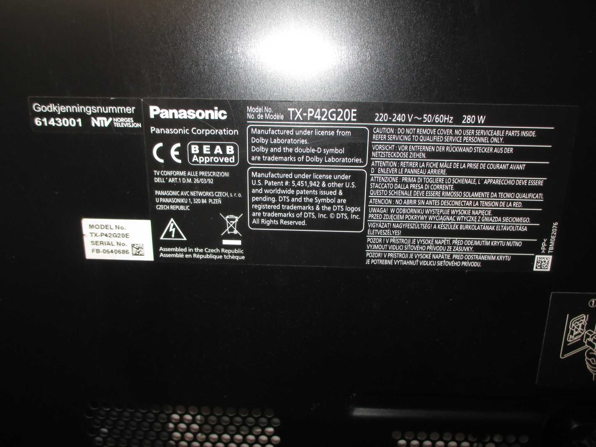 Panasonic TX-P42G20E