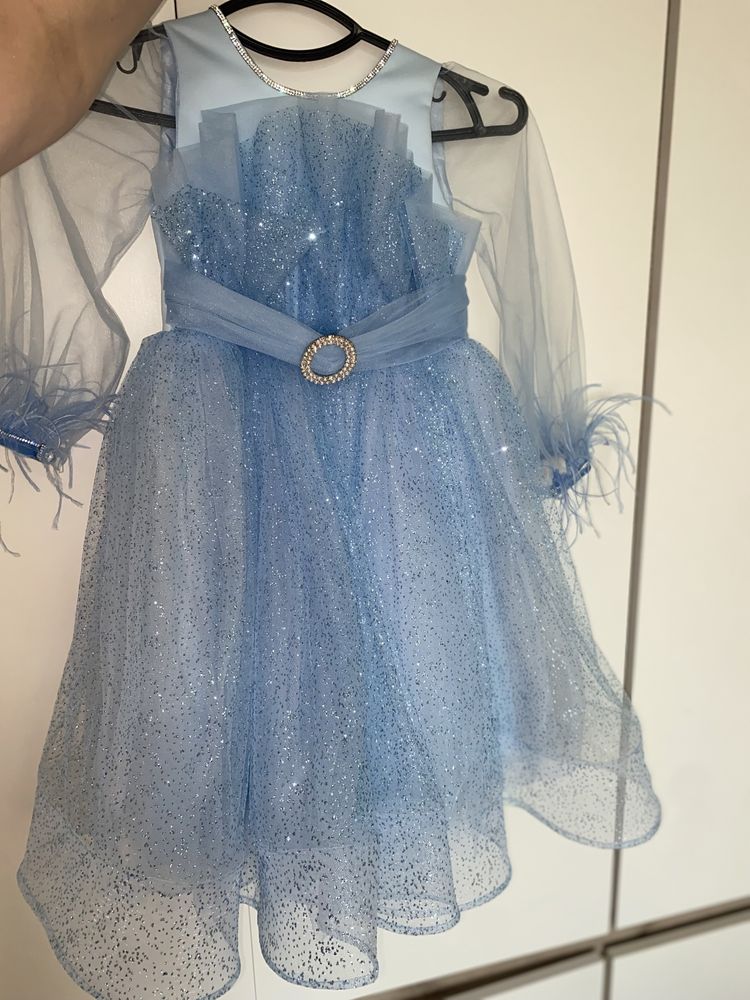 Сукня блакитна з повітряними рукавами та корсетом 110 см 5 років
