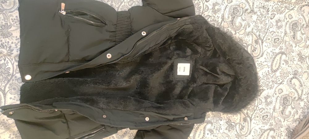 Płaszczyk pikowany ciepły zimowy z futerkiem 122