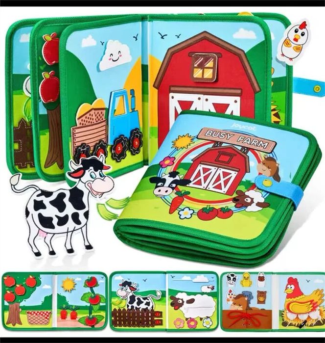 Бізібук з фетру ферма,книжечка з фетру,на липучках,бізікнига м'яка