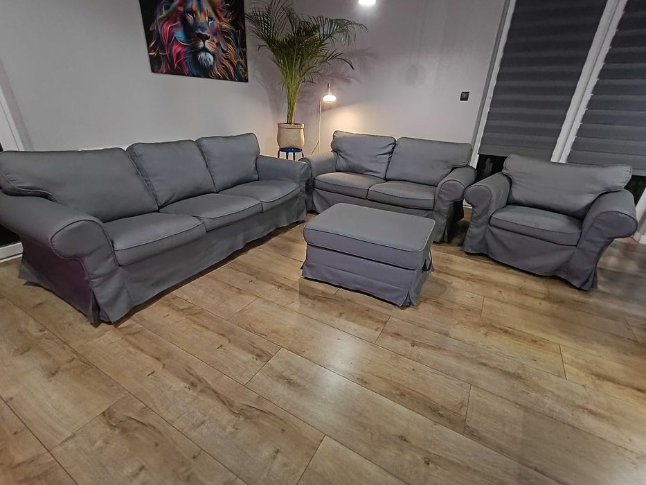 Zestaw wypoczynkowy EKTORP, sofa 3, sofa 2, fotel, podnóżek